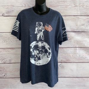 Grunt Style Mens T Shirt Large Man On Moon Blue B81